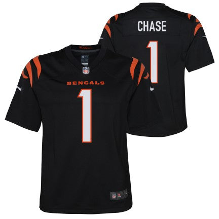 Youth NFL Cincinnati Bengals Ja'Marr Chase Black Game Jersey