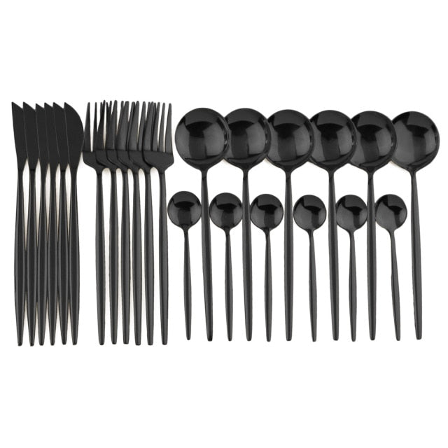 Luxury 24pcs Black Gold Dinnerware Set