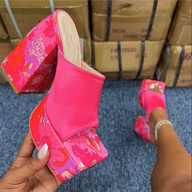 Square Slip on Toe High Heels