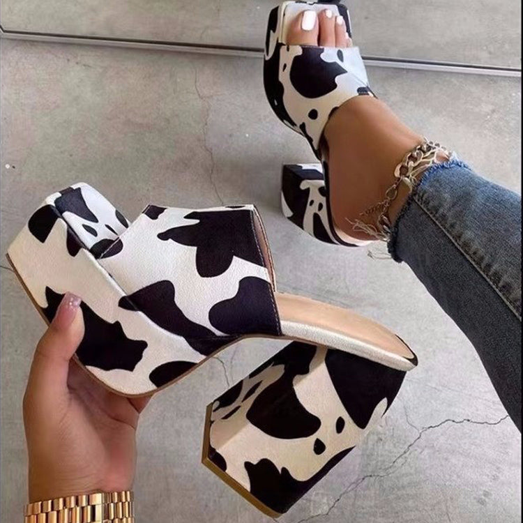 Square Slip on Toe High Heels