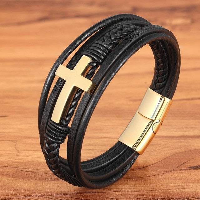 Clasp Stitching Men's Leather Bracelet