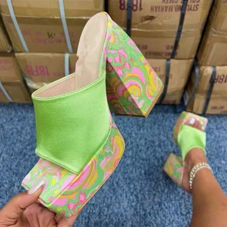 Square Slip on Toe High Heels