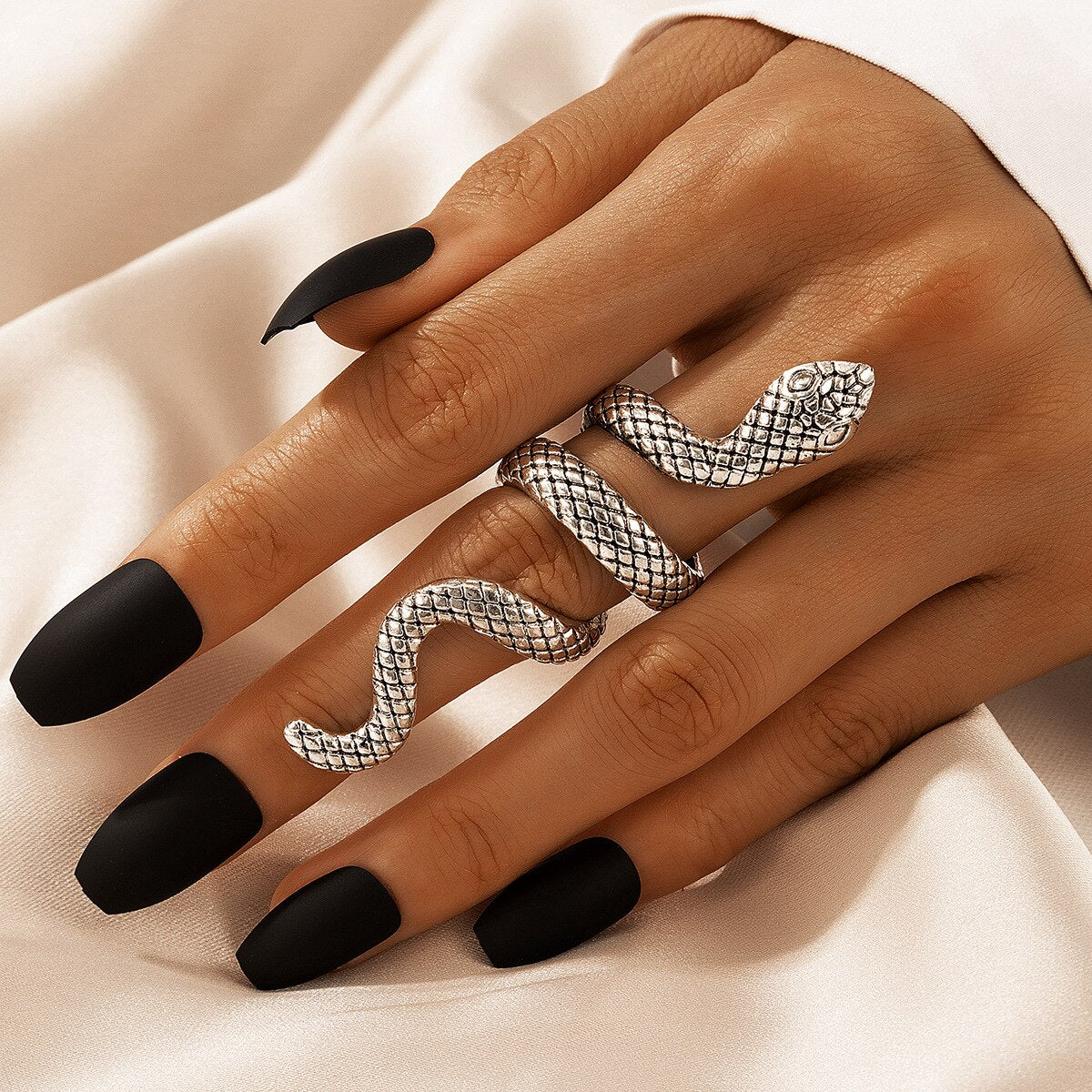 4 Pcs/Set Texture Snake Rings