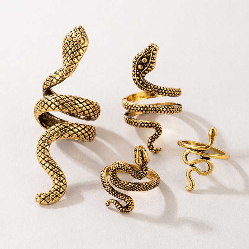 4 Pcs/Set Texture Snake Rings