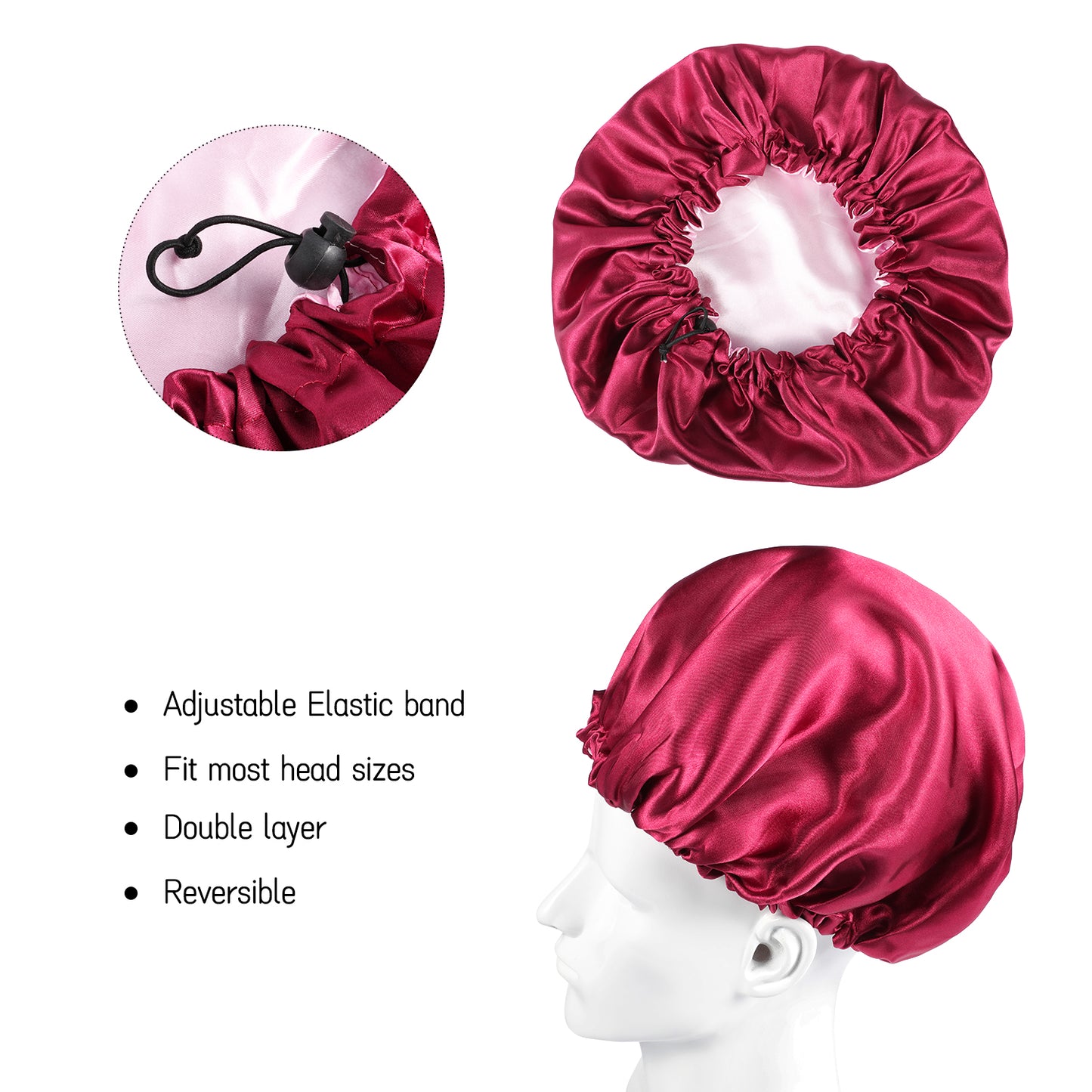 Reversible Satin Hair Caps Bonnet