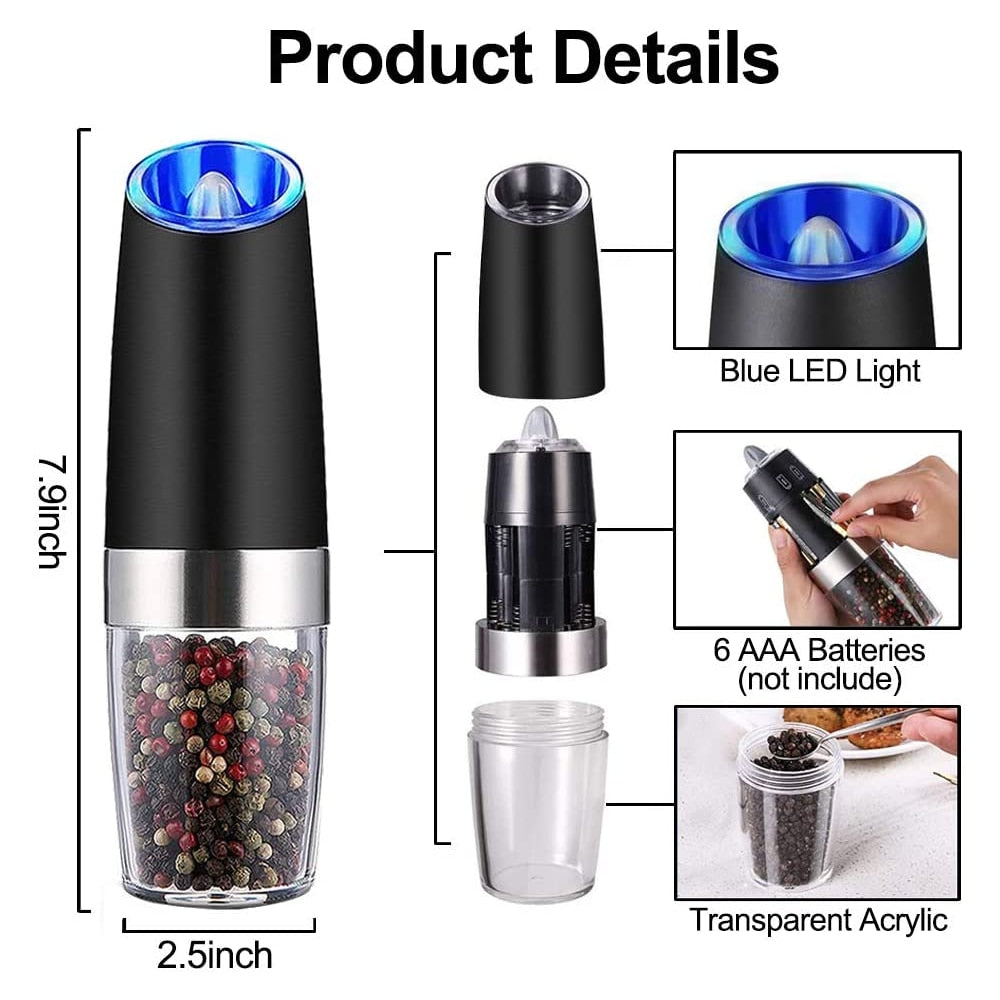 Electric Pepper Mill Stainless Steel Set