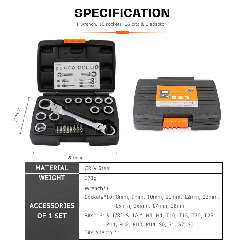 28 In 1 Socket Wrench Set