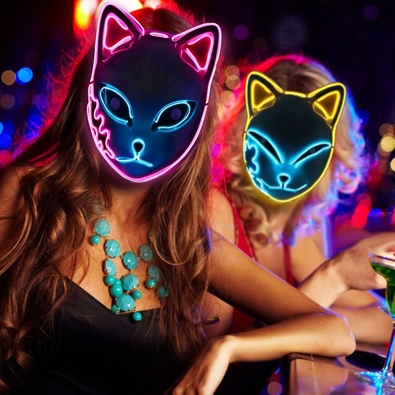 Halloween LED Cat Mask Purge