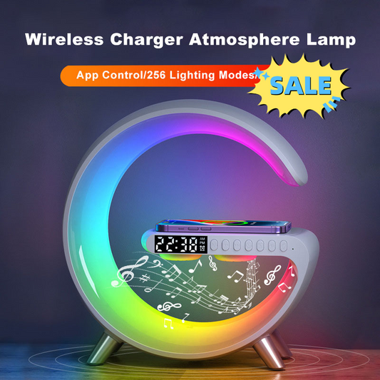 G Shaped LED Lamp Wireless charger charging watch clock radio